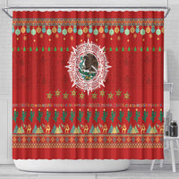 Mexico Merry Christmas Shower Curtain Mexican Cultural Emblem Xmas Style - Wonder Print Shop
