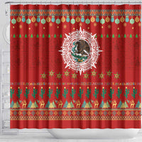 Mexico Merry Christmas Shower Curtain Mexican Cultural Emblem Xmas Style - Wonder Print Shop