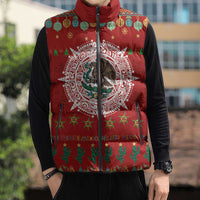 Mexico Merry Christmas Sleeveless Puffer Jacket Mexican Cultural Emblem Xmas Style - Wonder Print Shop
