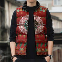Mexico Merry Christmas Sleeveless Puffer Jacket Mexican Cultural Emblem Xmas Style - Wonder Print Shop
