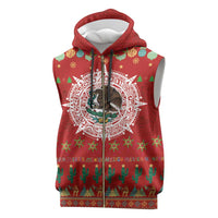 Mexico Merry Christmas Sleeveless Zip Hoodie Mexican Cultural Emblem Xmas Style - Wonder Print Shop