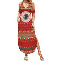 Mexico Merry Christmas Summer Maxi Dress Mexican Cultural Emblem Xmas Style - Wonder Print Shop