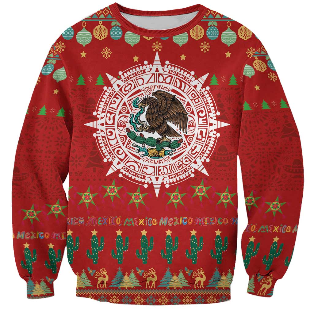 Mexico Merry Christmas Sweatshirt Mexican Cultural Emblem Xmas Style - Wonder Print Shop