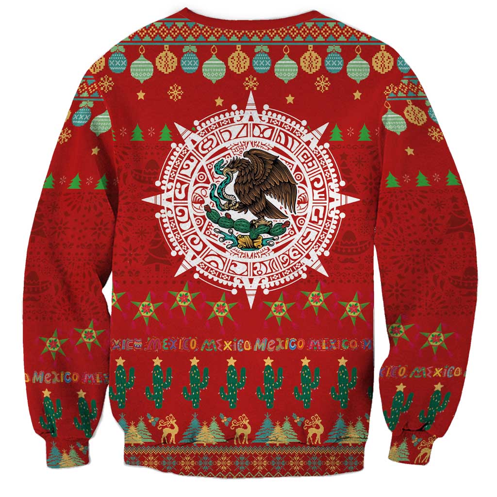 Mexico Merry Christmas Sweatshirt Mexican Cultural Emblem Xmas Style - Wonder Print Shop