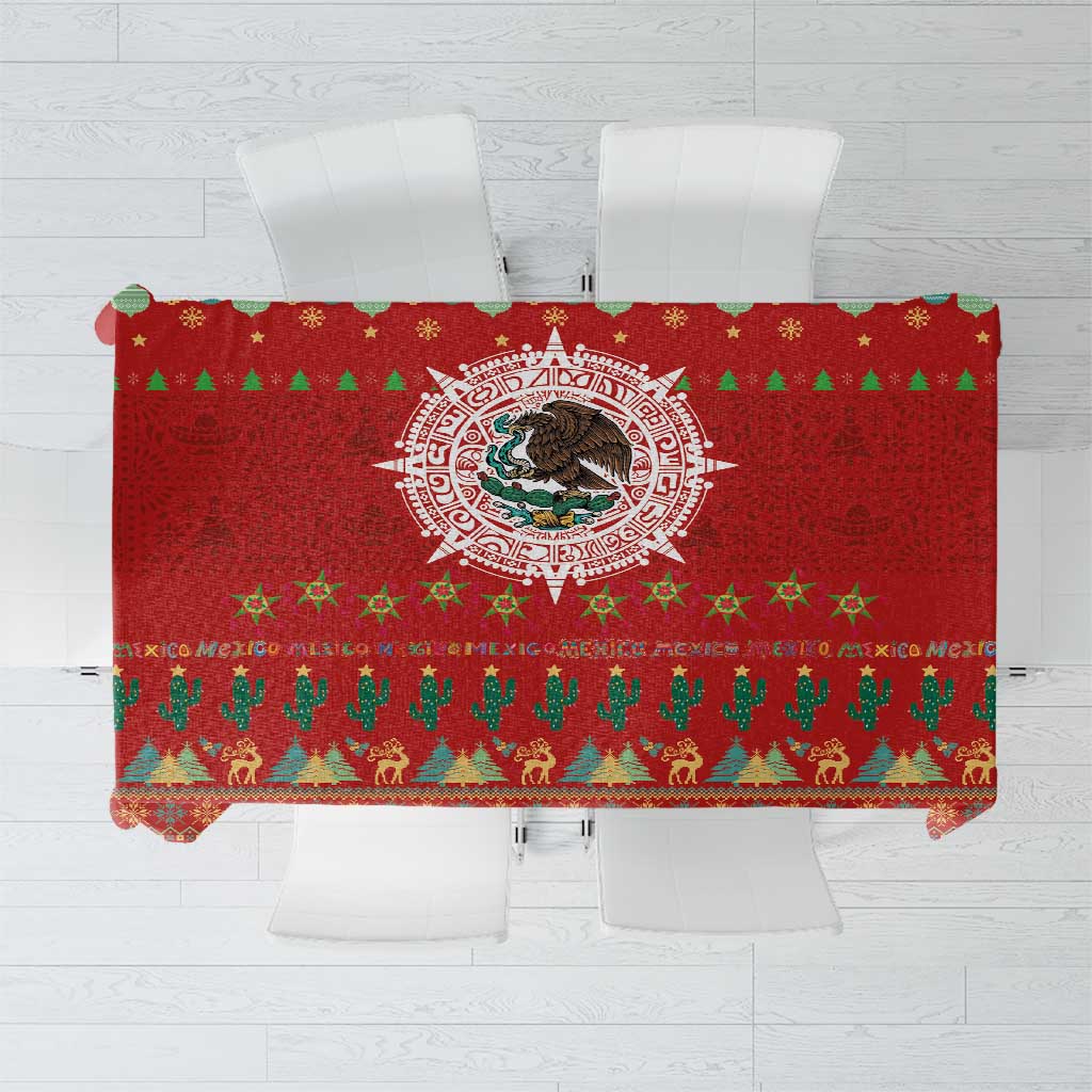 Mexico Merry Christmas Tablecloth Mexican Cultural Emblem Xmas Style - Wonder Print Shop
