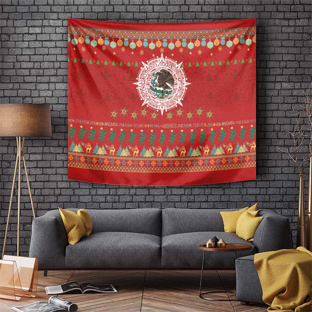 Mexico Merry Christmas Tapestry Mexican Cultural Emblem Xmas Style - Wonder Print Shop