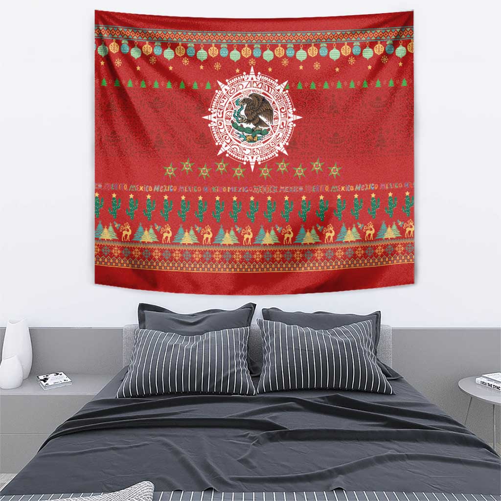 Mexico Merry Christmas Tapestry Mexican Cultural Emblem Xmas Style - Wonder Print Shop