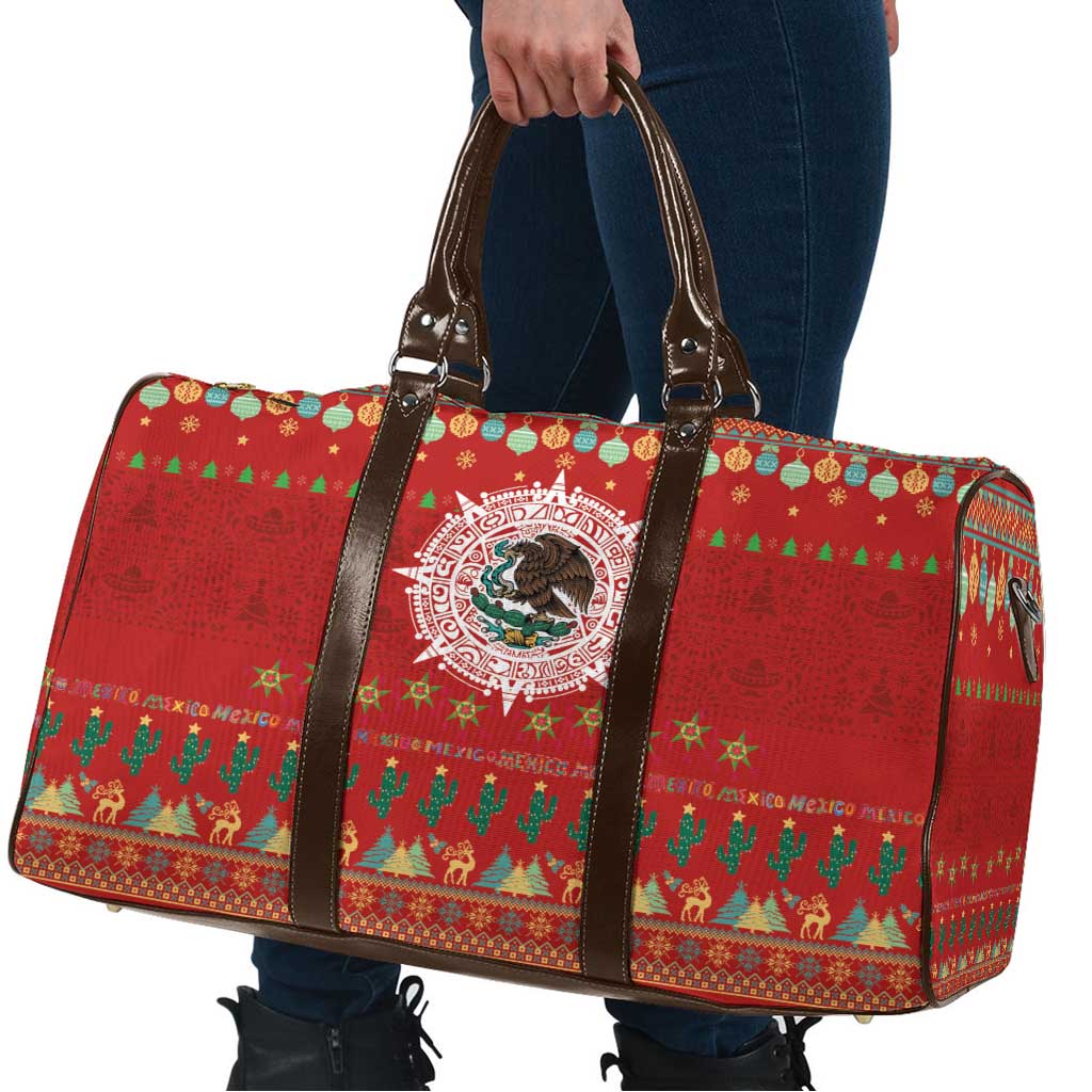 Mexico Merry Christmas Travel Bag Mexican Cultural Emblem Xmas Style - Wonder Print Shop