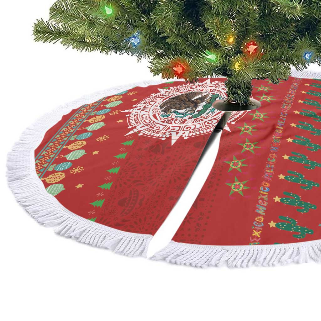 Mexico Merry Christmas Tree Skirt Mexican Cultural Emblem Xmas Style - Wonder Print Shop