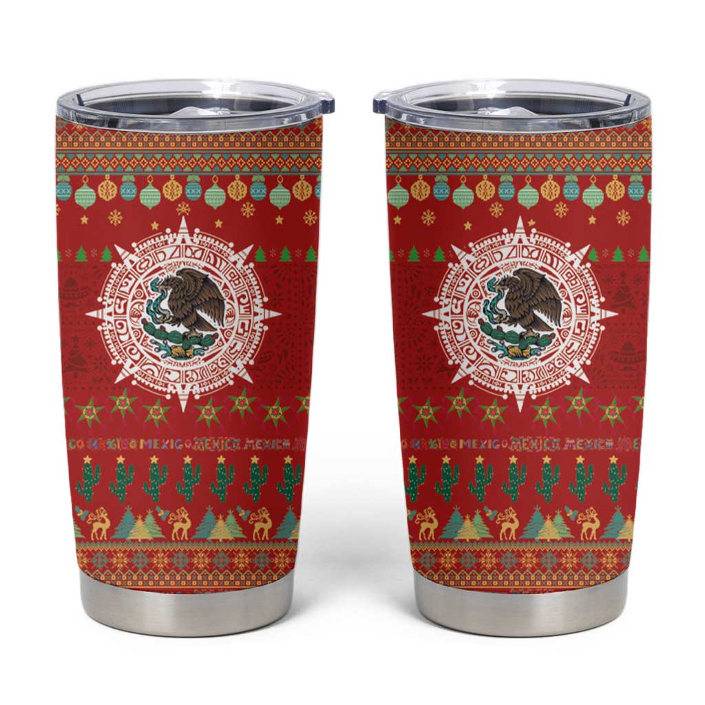 Mexico Merry Christmas Tumbler Cup Mexican Cultural Emblem Xmas Style - Wonder Print Shop