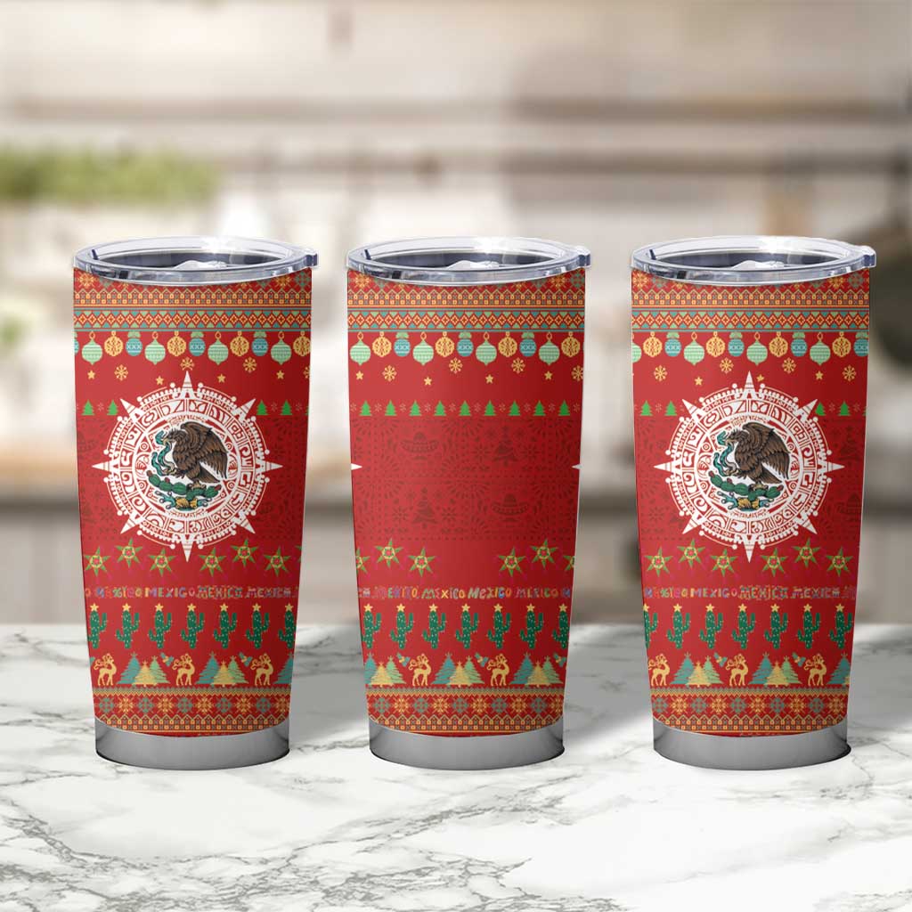 Mexico Merry Christmas Tumbler Cup Mexican Cultural Emblem Xmas Style - Wonder Print Shop