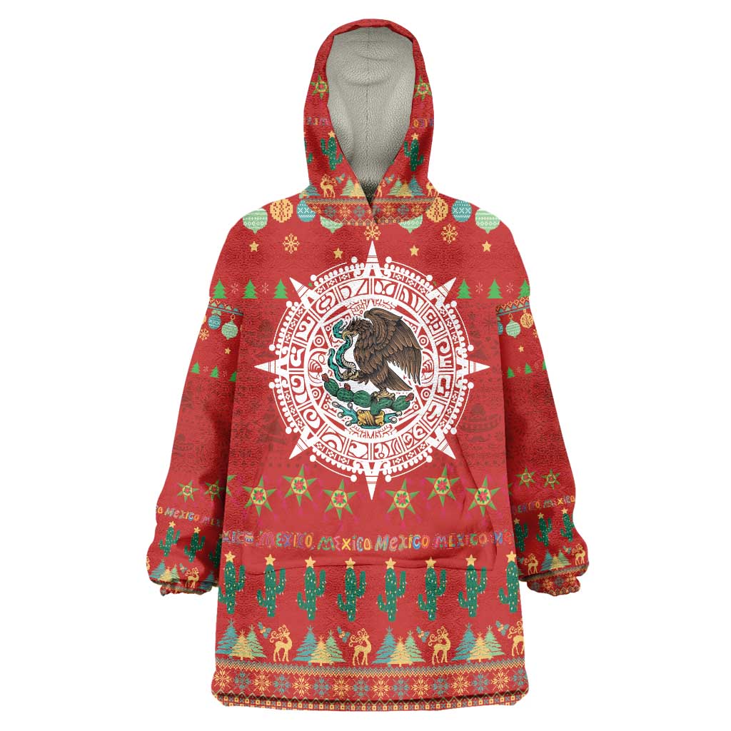 Mexico Merry Christmas Wearable Blanket Hoodie Mexican Cultural Emblem Xmas Style - Wonder Print Shop