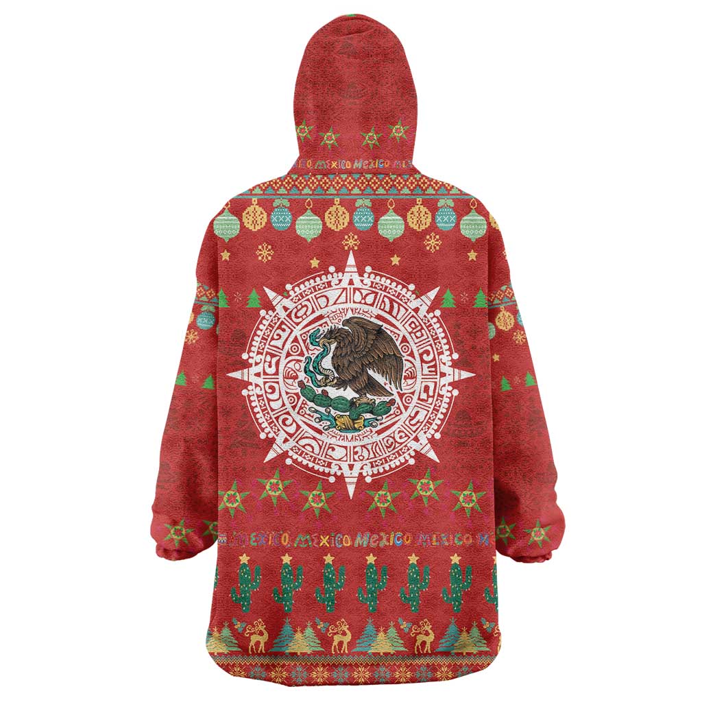 Mexico Merry Christmas Wearable Blanket Hoodie Mexican Cultural Emblem Xmas Style - Wonder Print Shop