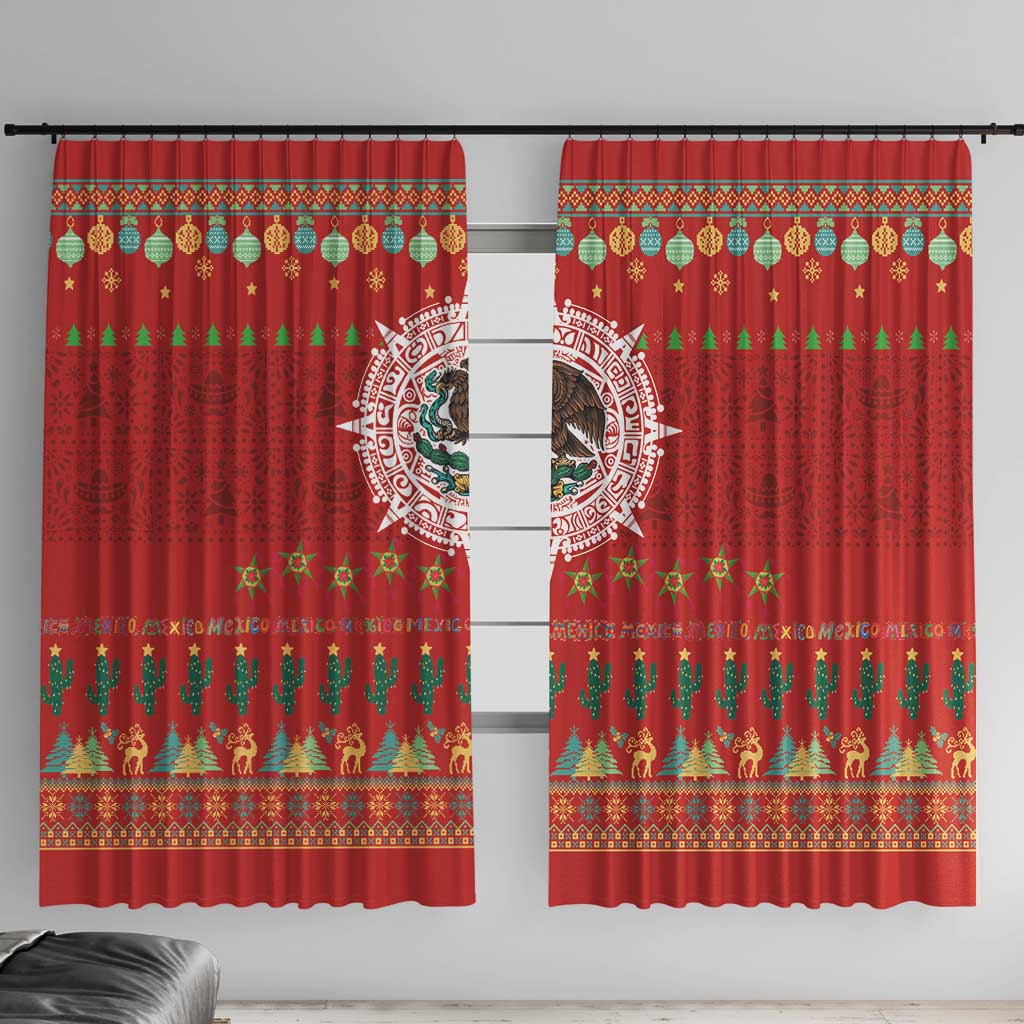 Mexico Merry Christmas Window Curtain Mexican Cultural Emblem Xmas Style - Wonder Print Shop