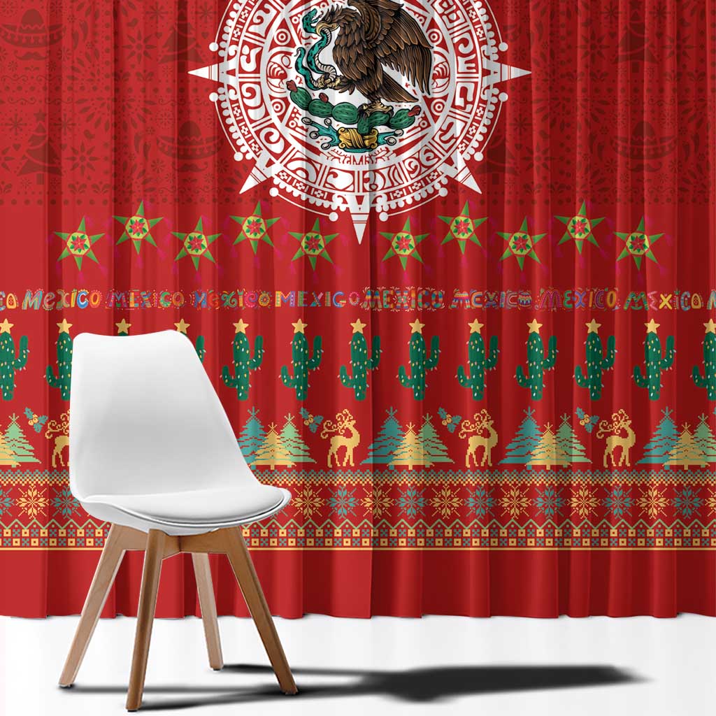 Mexico Merry Christmas Window Curtain Mexican Cultural Emblem Xmas Style - Wonder Print Shop