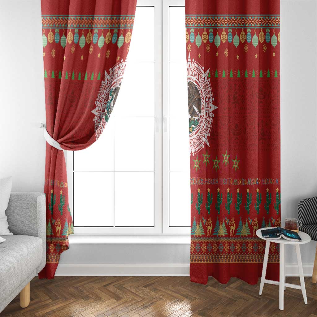 Mexico Merry Christmas Window Curtain Mexican Cultural Emblem Xmas Style - Wonder Print Shop