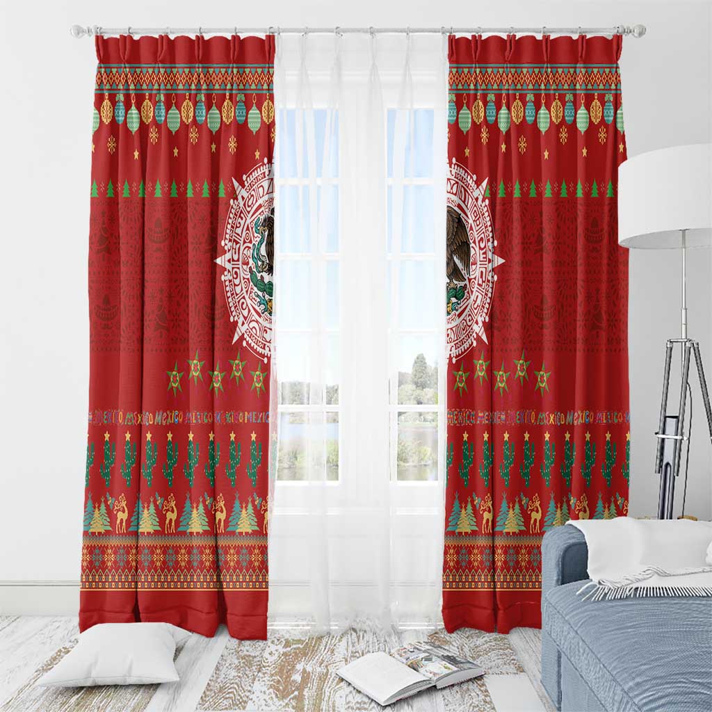 Mexico Merry Christmas Window Curtain Mexican Cultural Emblem Xmas Style - Wonder Print Shop