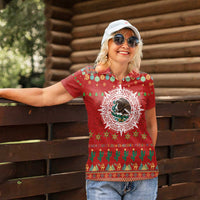 Mexico Merry Christmas Women Polo Shirt Mexican Cultural Emblem Xmas Style - Wonder Print Shop