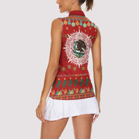 Mexico Merry Christmas Women Sleeveless Polo Shirt Mexican Cultural Emblem Xmas Style - Wonder Print Shop