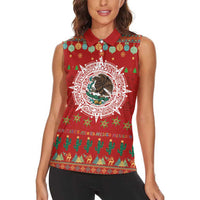 Mexico Merry Christmas Women Sleeveless Polo Shirt Mexican Cultural Emblem Xmas Style - Wonder Print Shop