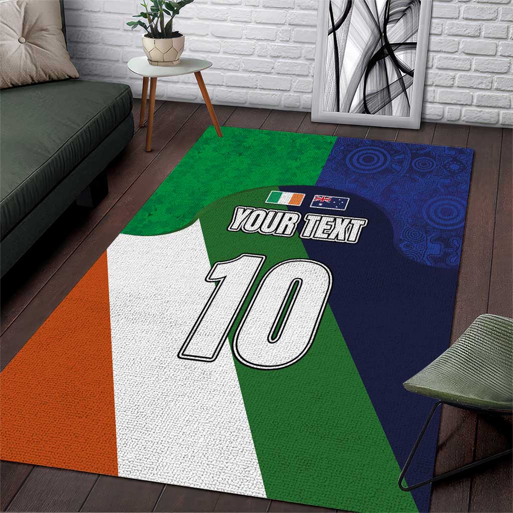 Custom Ireland and Australia Area Rug Shamrocks and Aboriginal Art