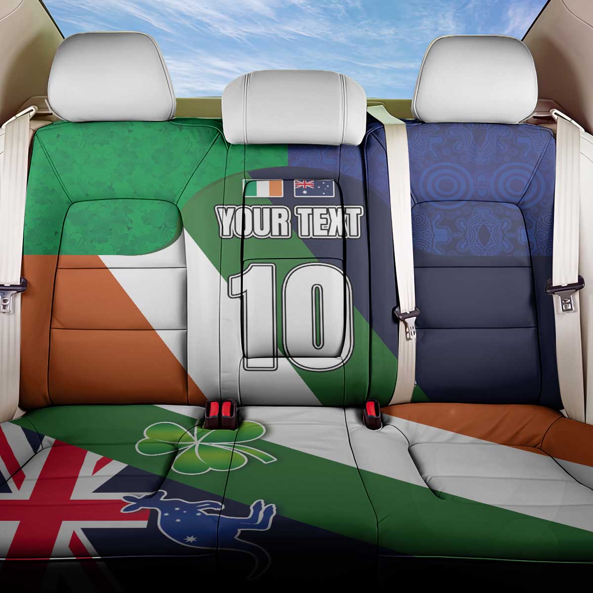 Custom Ireland and Australia Back Car Seat Cover Shamrocks and Aboriginal Art