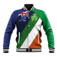 Custom Ireland and Australia Baseball Jacket Shamrocks and Aboriginal Art