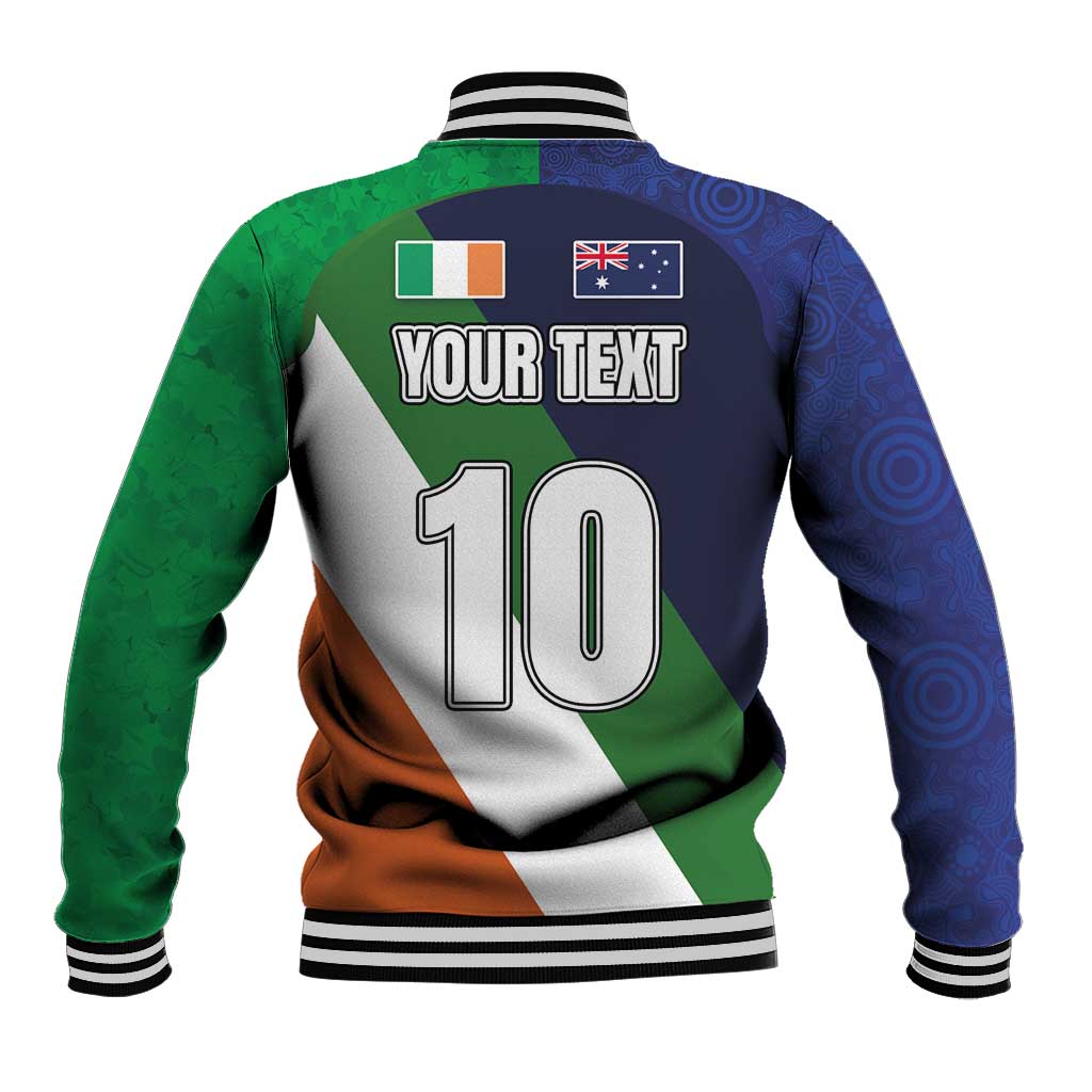 Custom Ireland and Australia Baseball Jacket Shamrocks and Aboriginal Art