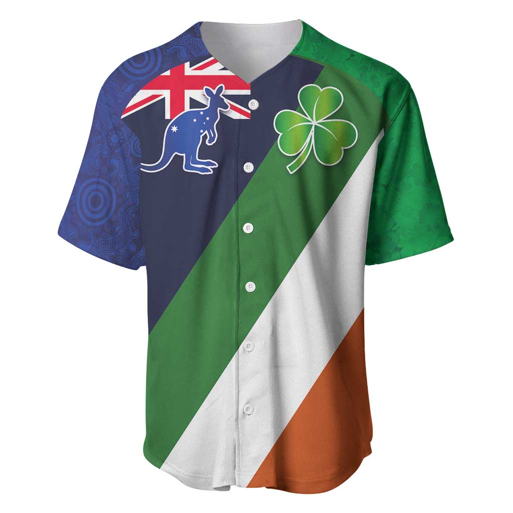 Custom Ireland and Australia Baseball Jersey Shamrocks and Aboriginal Art