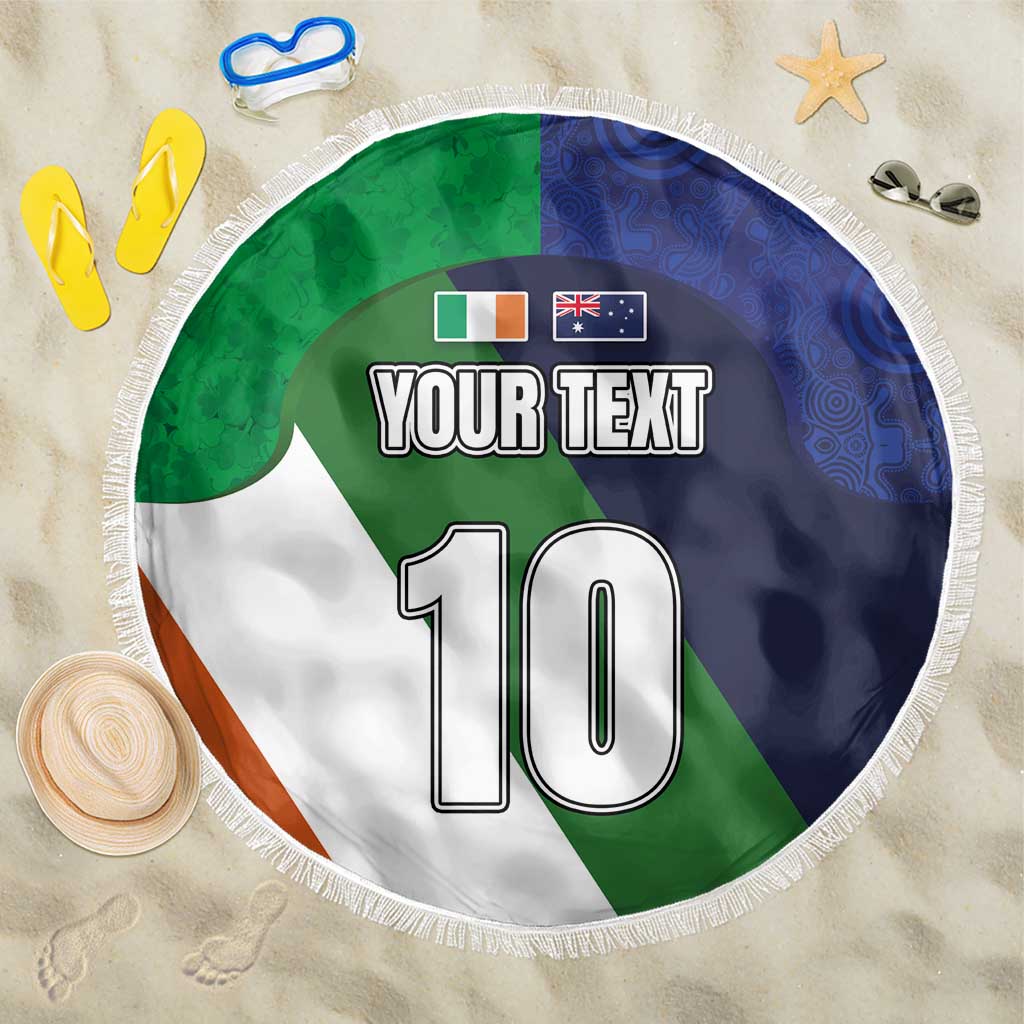 Custom Ireland and Australia Beach Blanket Shamrocks and Aboriginal Art