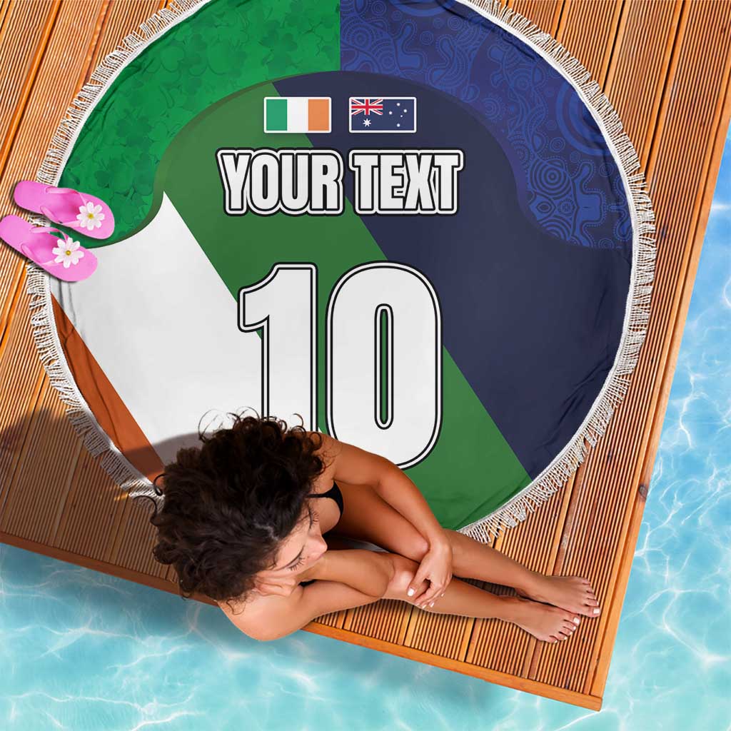 Custom Ireland and Australia Beach Blanket Shamrocks and Aboriginal Art