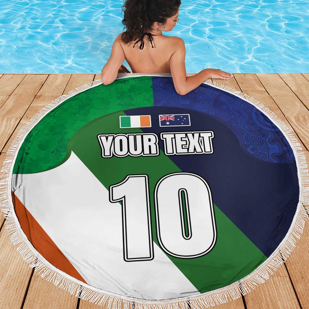 Custom Ireland and Australia Beach Blanket Shamrocks and Aboriginal Art