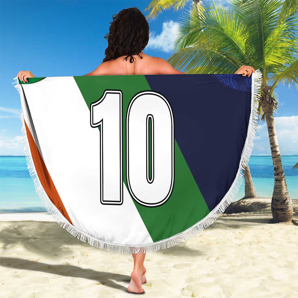 Custom Ireland and Australia Beach Blanket Shamrocks and Aboriginal Art