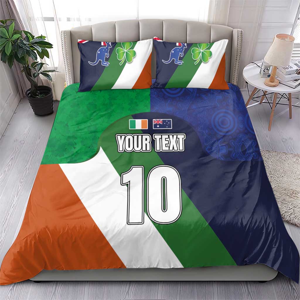 Custom Ireland and Australia Bedding Set Shamrocks and Aboriginal Art