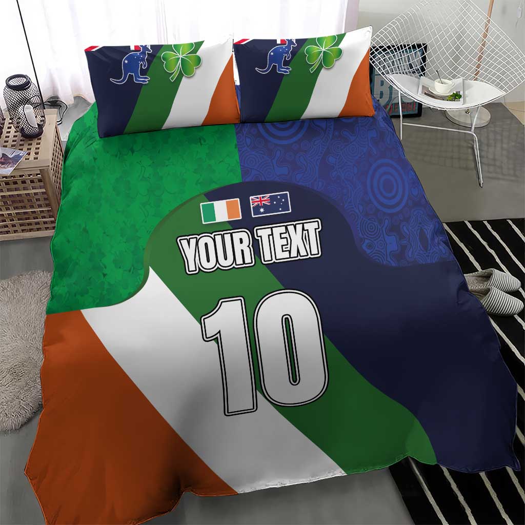 Custom Ireland and Australia Bedding Set Shamrocks and Aboriginal Art