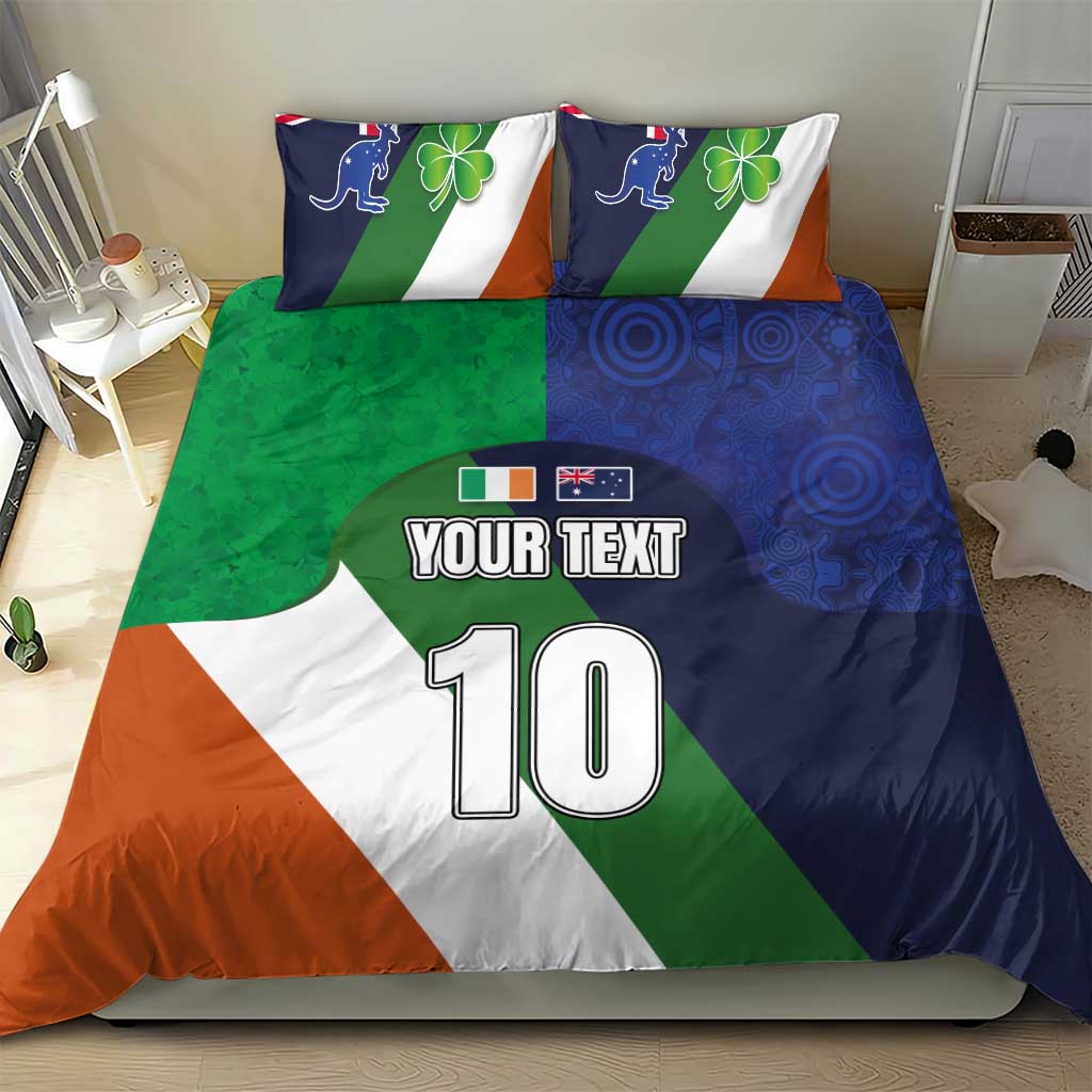 Custom Ireland and Australia Bedding Set Shamrocks and Aboriginal Art