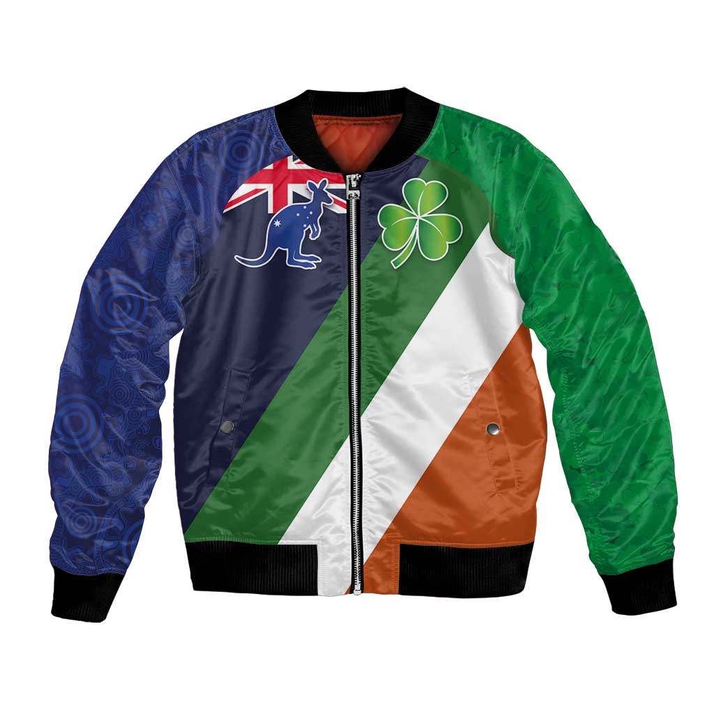 Custom Ireland and Australia Bomber Jacket Shamrocks and Aboriginal Art
