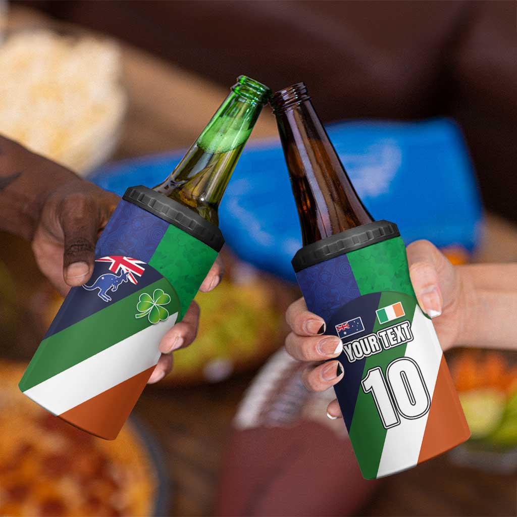 Custom Ireland and Australia 4 in 1 Can Cooler Tumbler Shamrocks and Aboriginal Art