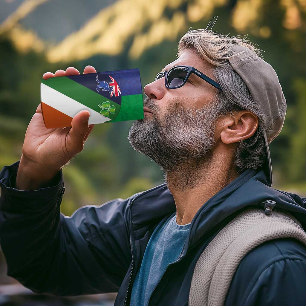 Custom Ireland and Australia 4 in 1 Can Cooler Tumbler Shamrocks and Aboriginal Art