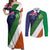 Custom Ireland and Australia Couples Matching Off Shoulder Maxi Dress and Long Sleeve Button Shirt Shamrocks and Aboriginal Art