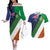 Custom Ireland and Australia Couples Matching Off The Shoulder Long Sleeve Dress and Hawaiian Shirt Shamrocks and Aboriginal Art