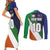 Custom Ireland and Australia Couples Matching Short Sleeve Bodycon Dress and Long Sleeve Button Shirt Shamrocks and Aboriginal Art