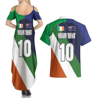 Custom Ireland and Australia Couples Matching Summer Maxi Dress and Hawaiian Shirt Shamrocks and Aboriginal Art