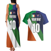 Custom Ireland and Australia Couples Matching Tank Maxi Dress and Hawaiian Shirt Shamrocks and Aboriginal Art