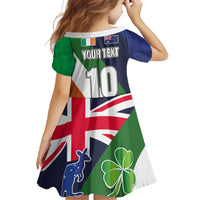 Custom Ireland and Australia Family Matching Long Sleeve Bodycon Dress and Hawaiian Shirt Shamrocks and Aboriginal Art