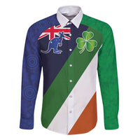 Custom Ireland and Australia Family Matching Long Sleeve Bodycon Dress and Hawaiian Shirt Shamrocks and Aboriginal Art