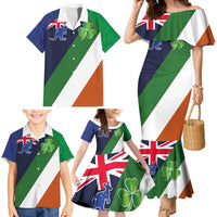 Custom Ireland and Australia Family Matching Mermaid Dress and Hawaiian Shirt Shamrocks and Aboriginal Art