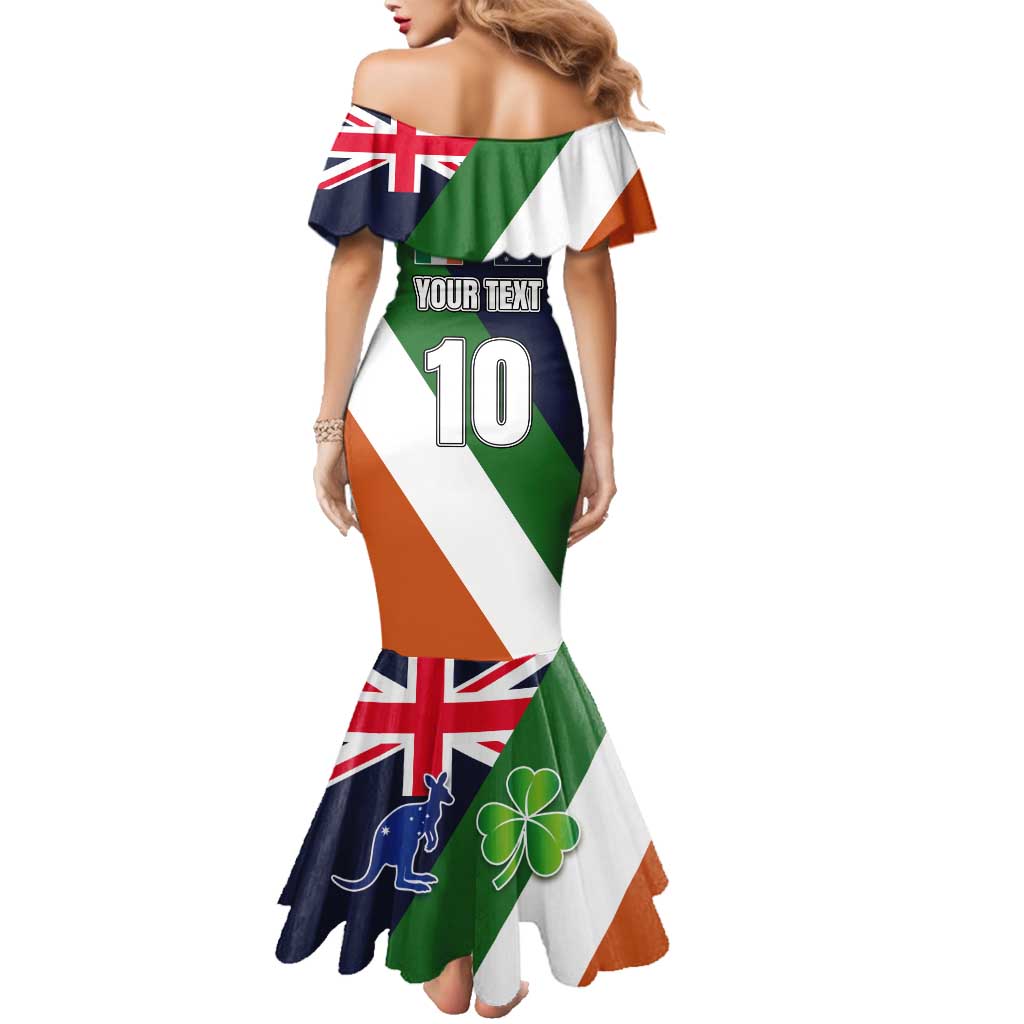 Custom Ireland and Australia Family Matching Mermaid Dress and Hawaiian Shirt Shamrocks and Aboriginal Art
