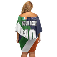 Custom Ireland and Australia Family Matching Off Shoulder Short Dress and Hawaiian Shirt Shamrocks and Aboriginal Art