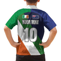 Custom Ireland and Australia Family Matching Short Sleeve Bodycon Dress and Hawaiian Shirt Shamrocks and Aboriginal Art